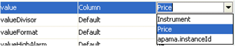 Illustration showing how to select the Price value