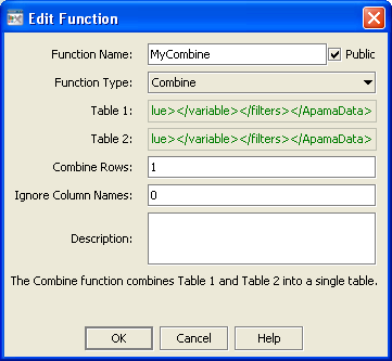 Illustration showing the Edit Function dialog