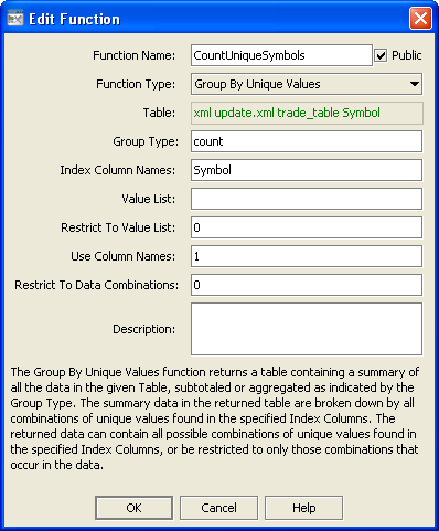 Illustration showing the Edit Function dialog for the first example