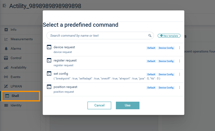 Device supported commands