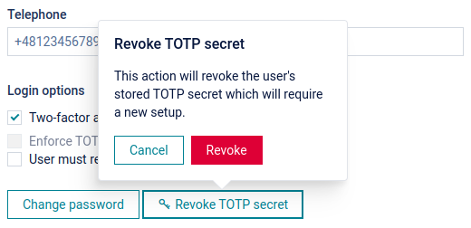 TOTP secret revoke