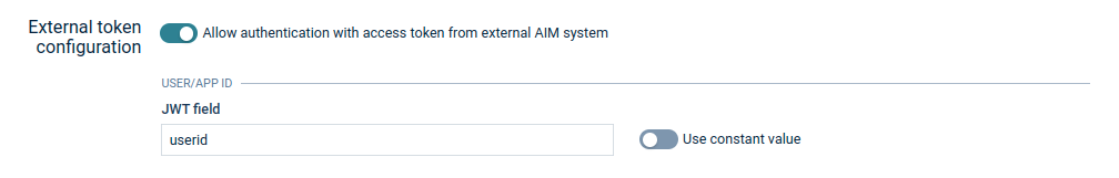 External token user id