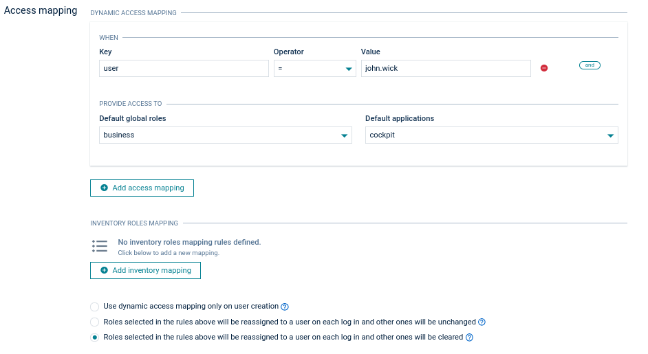 Custom access mapping