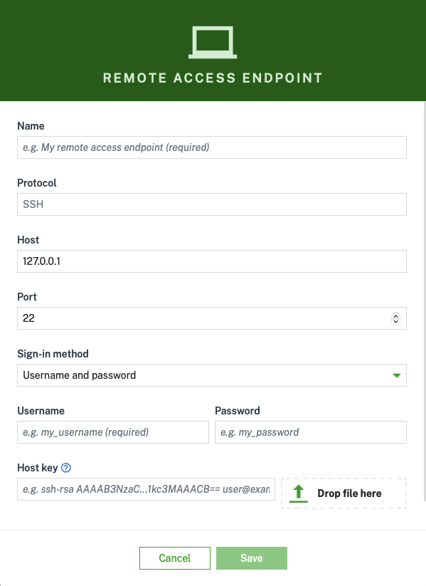 SSH username and password sign in