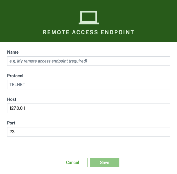Remote access Telnet endpoint