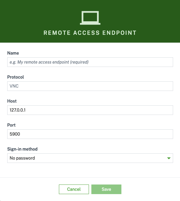 Remote access endpoint