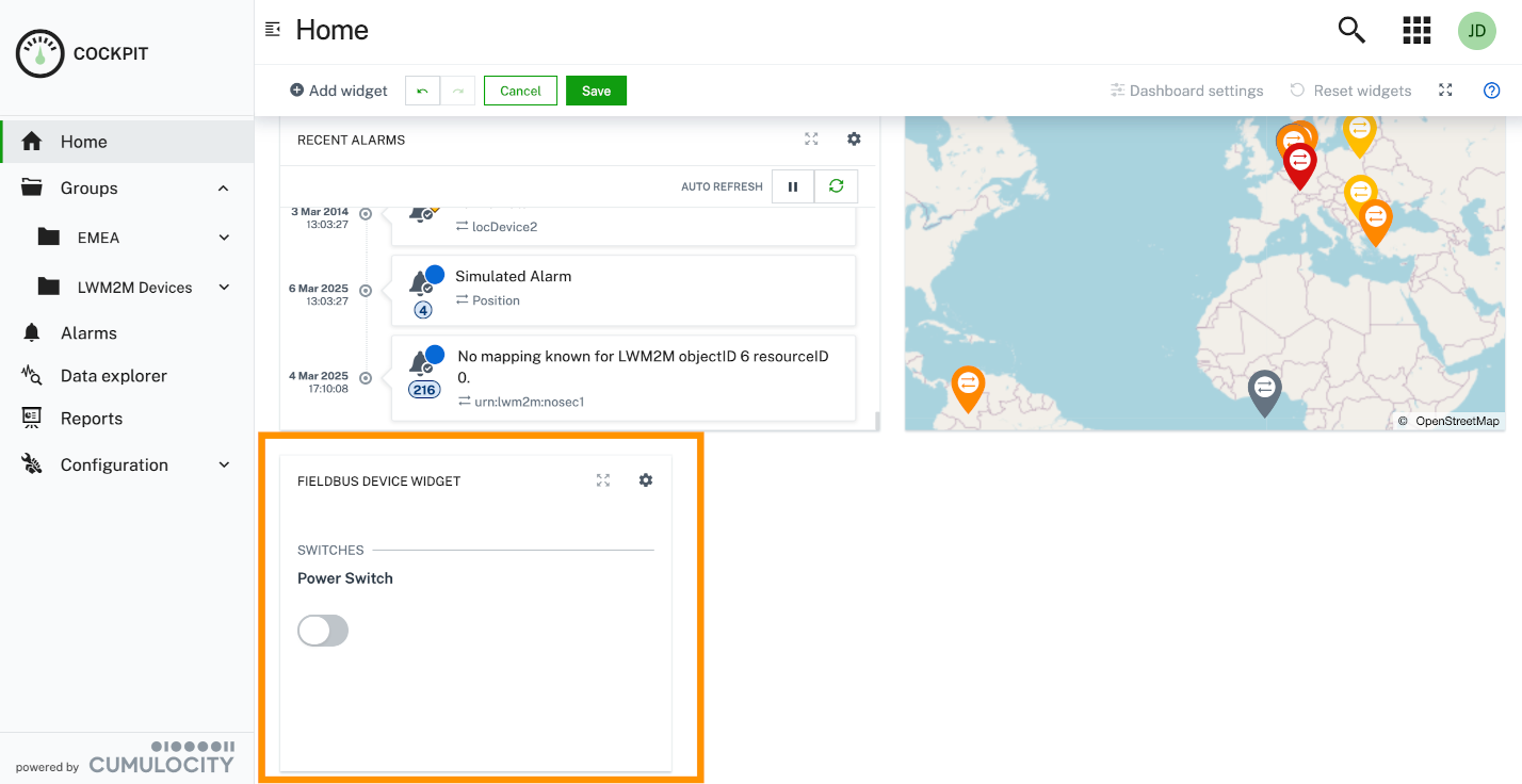 Use the Fieldbus Device Widget