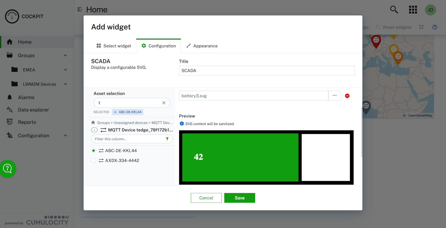 Adding the SCADA Widget