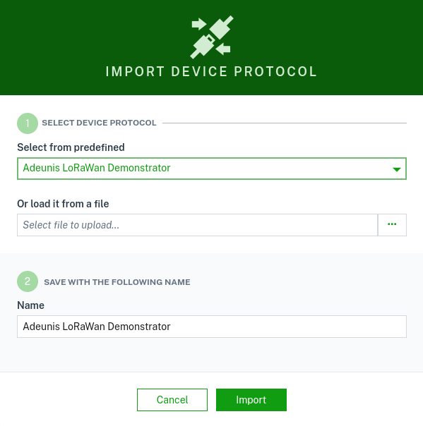 Import device protocol