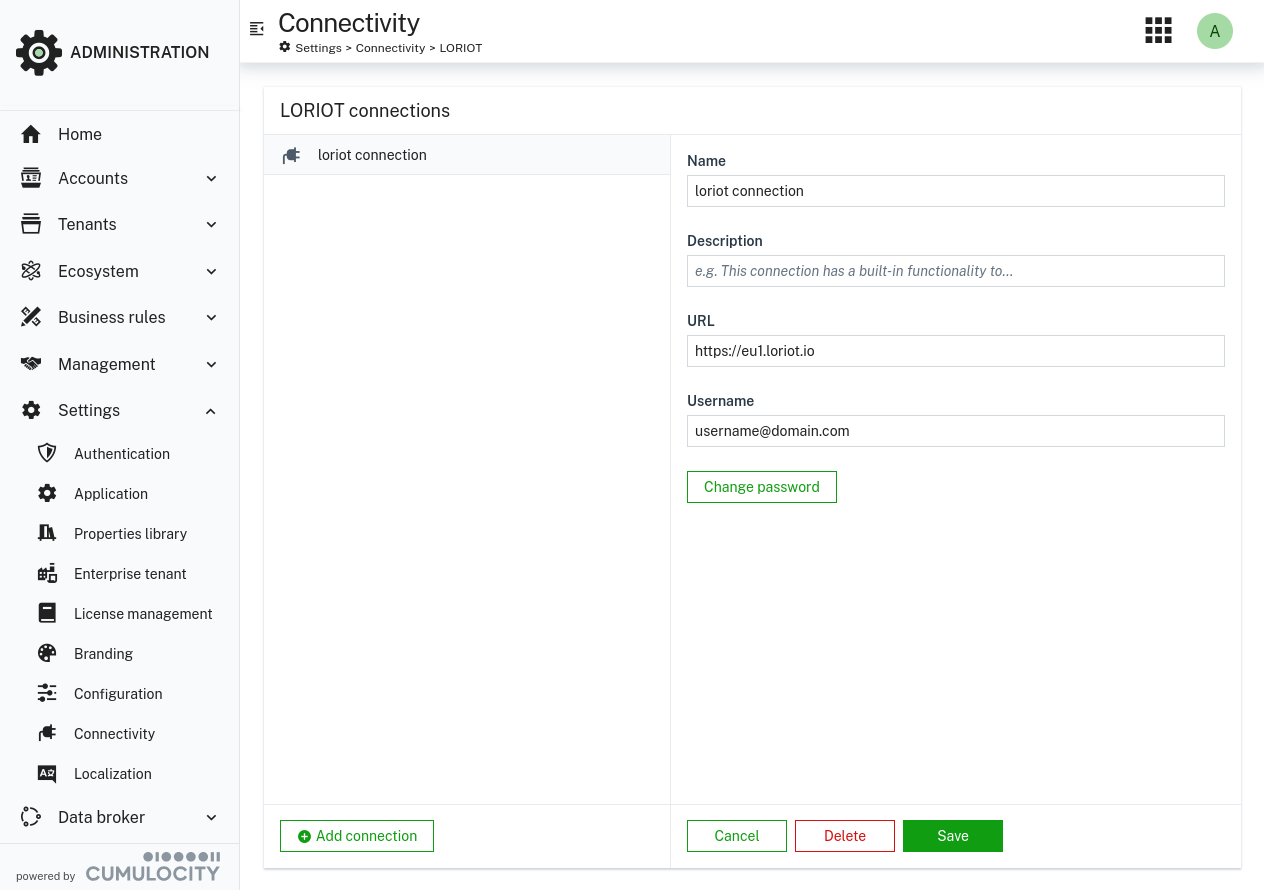 Update connection information