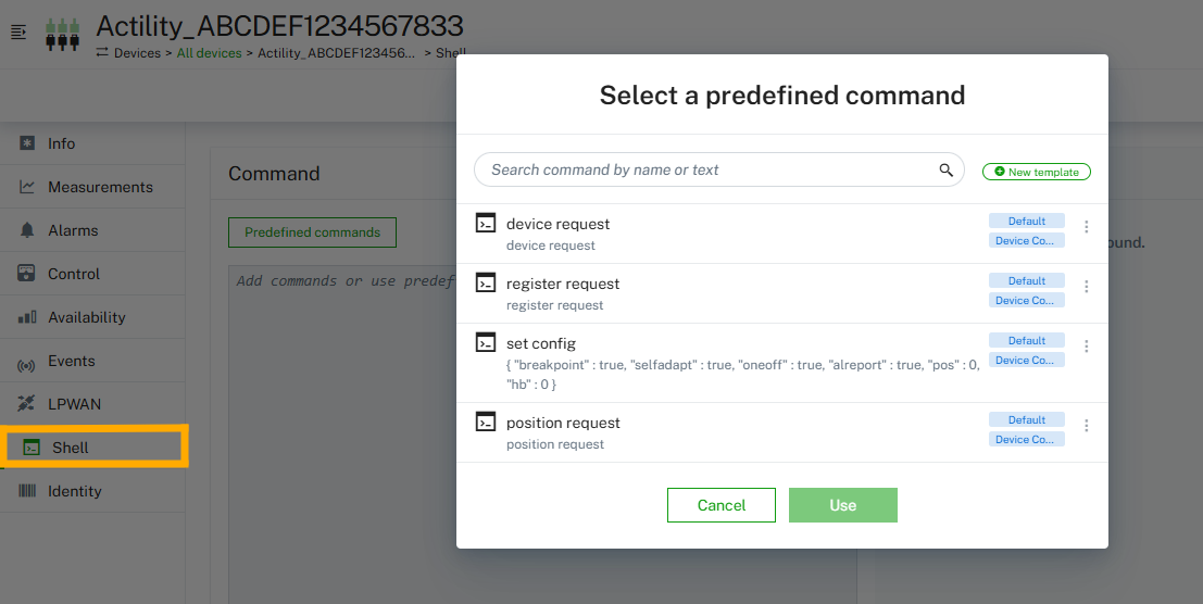 Device supported commands