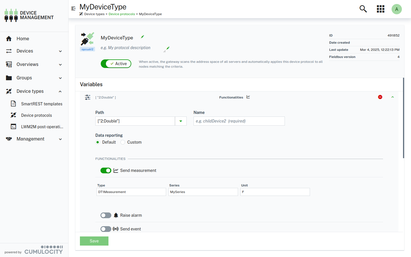 OPC UA device protocol