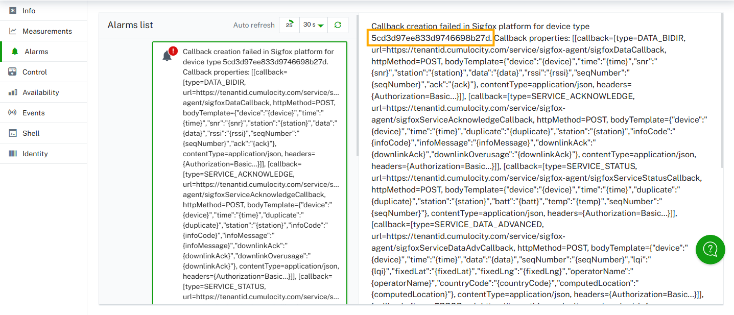 Device Type Id in the alarm