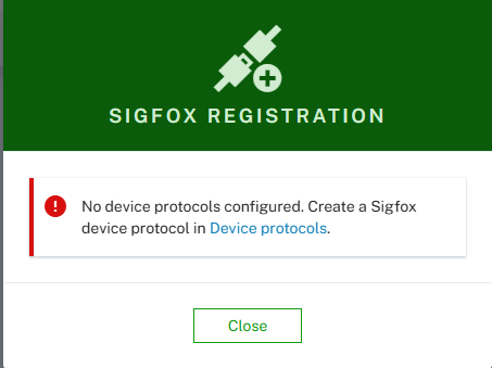 No device protocol given for Sigfox