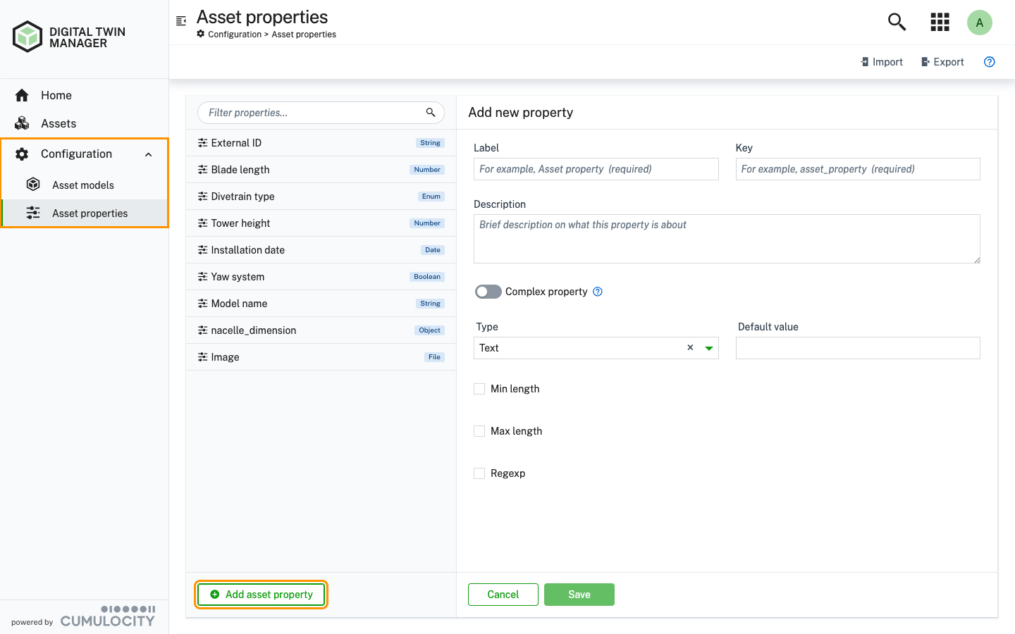 Create a new asset property