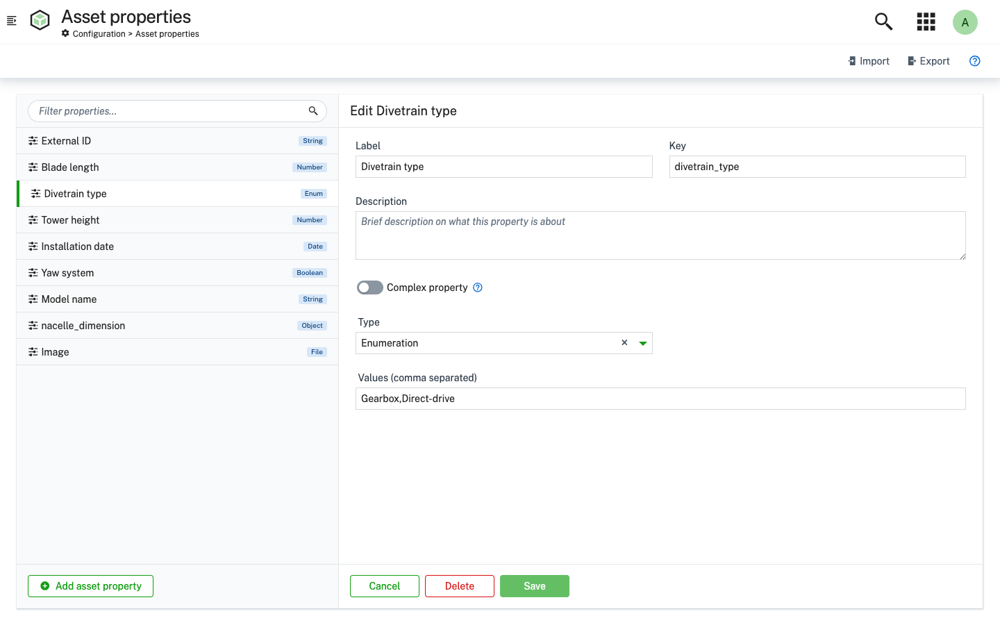 Asset property enumeration