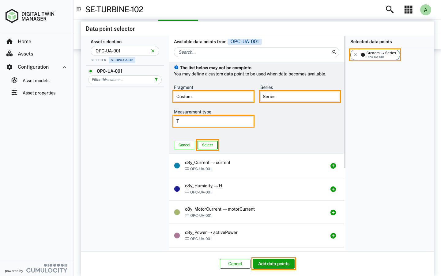 Create custom asset data points