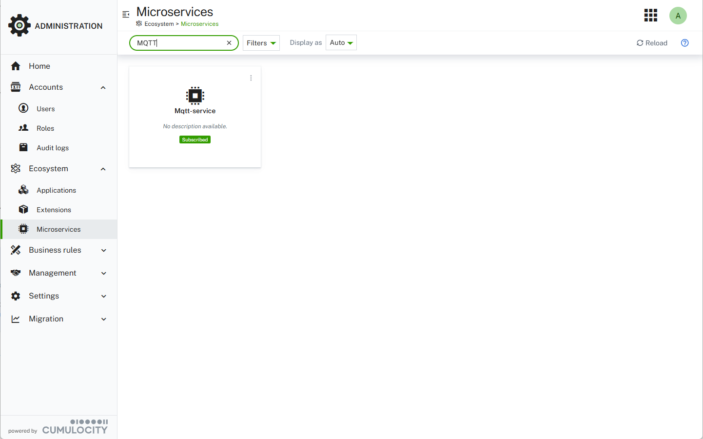 MQTT Service subscription