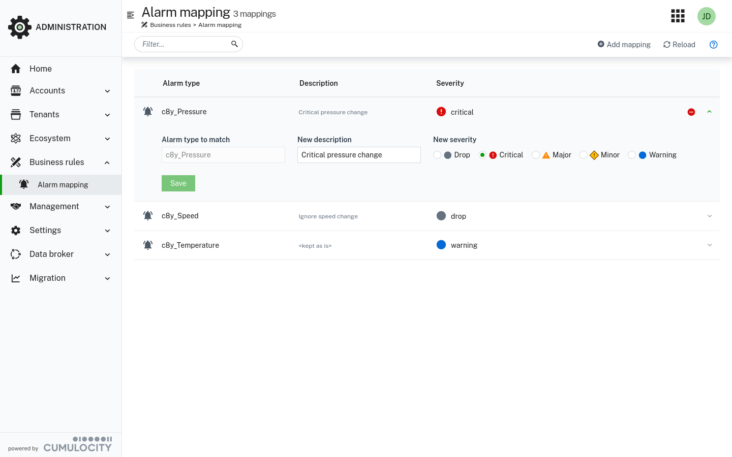 Alarm mapping