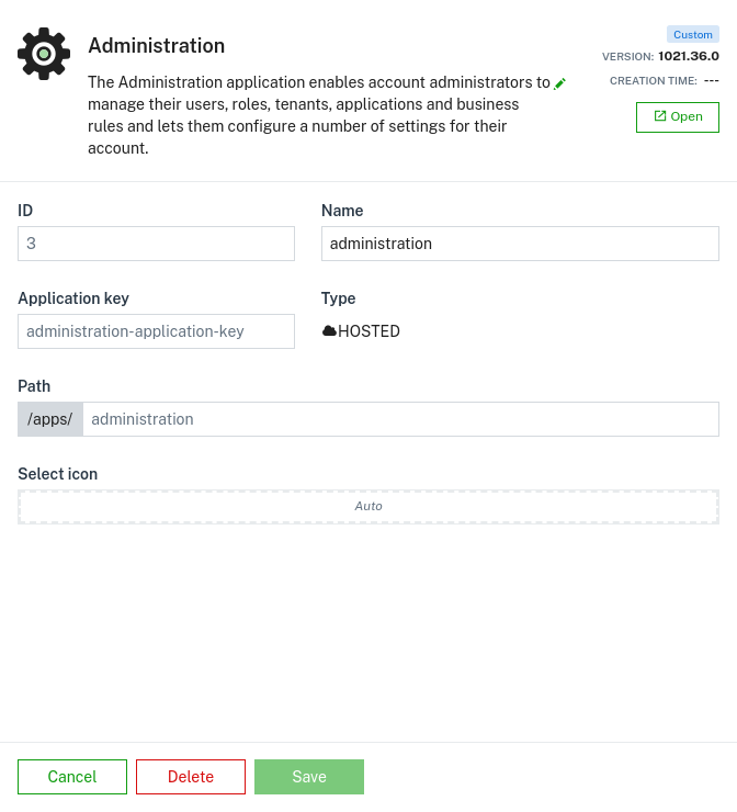 Application properties
