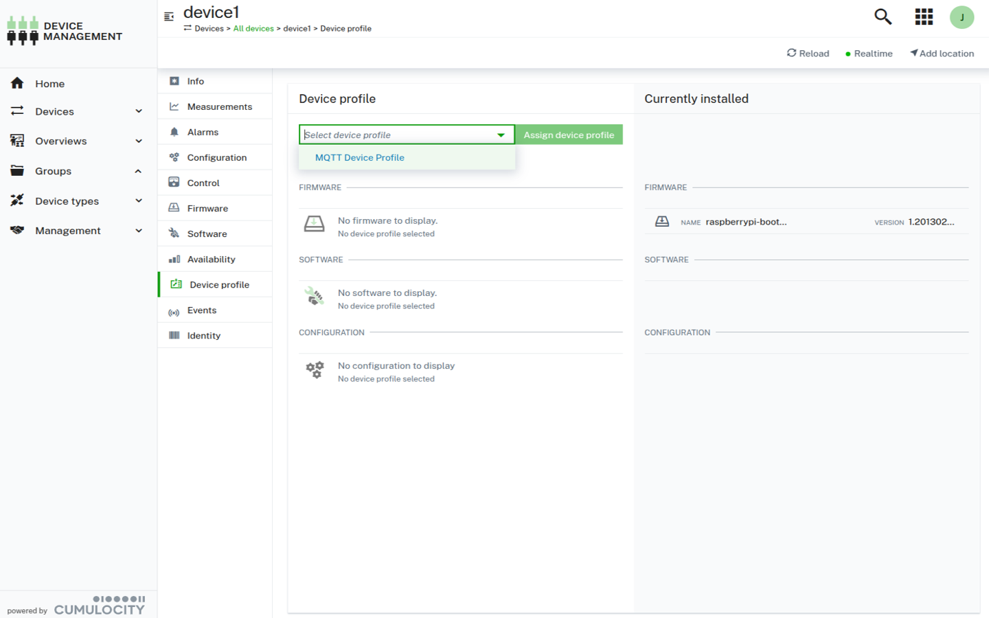 Currently installed profile