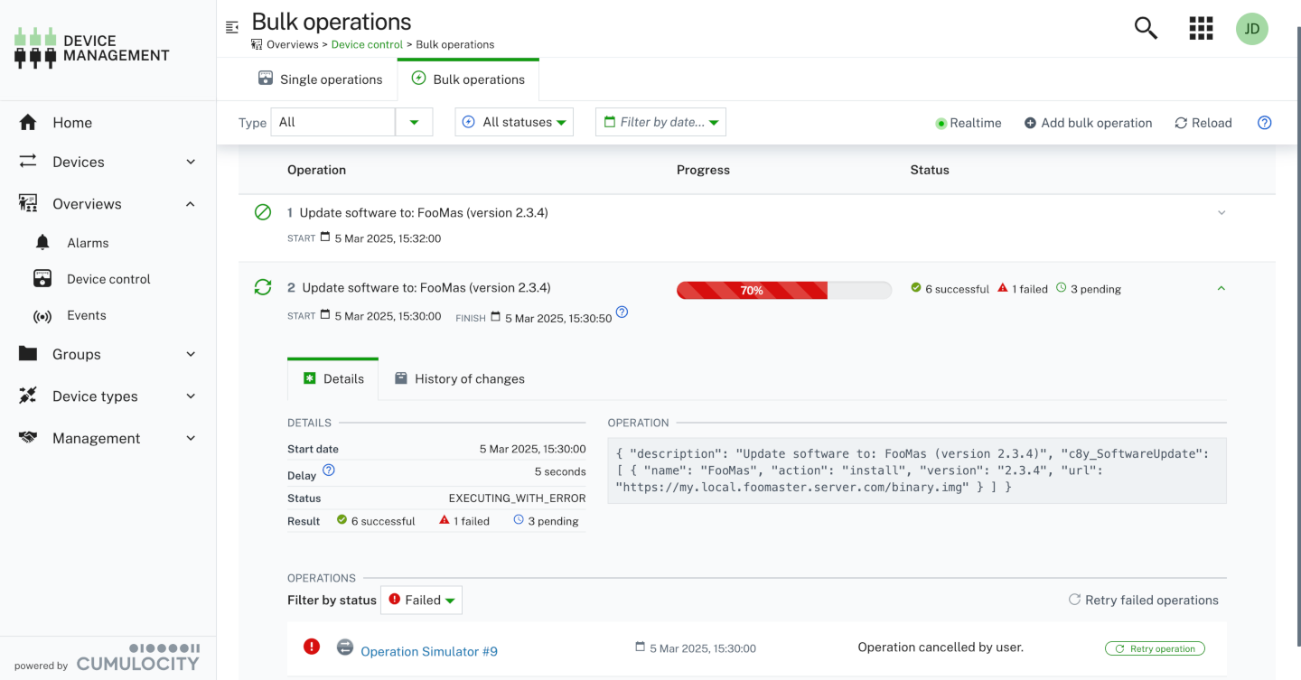 Bulk operations list