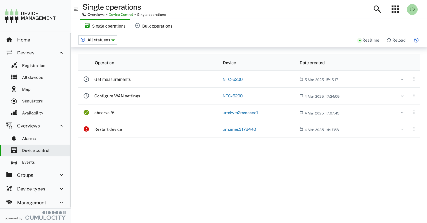 Single operations list