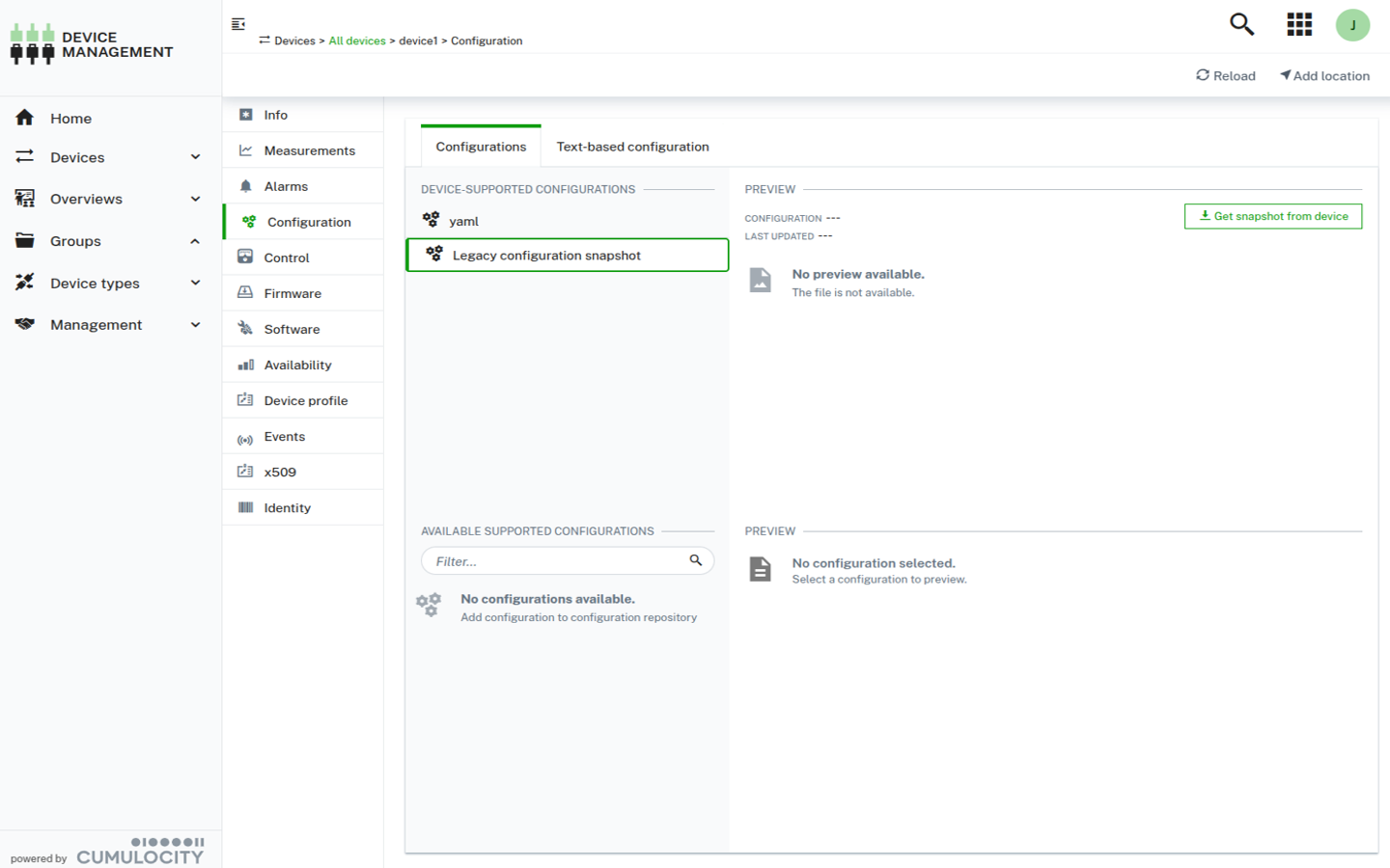 Retrieve Configuration Snapshot