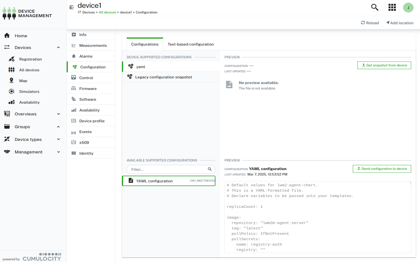 Apply new snapshot to a device