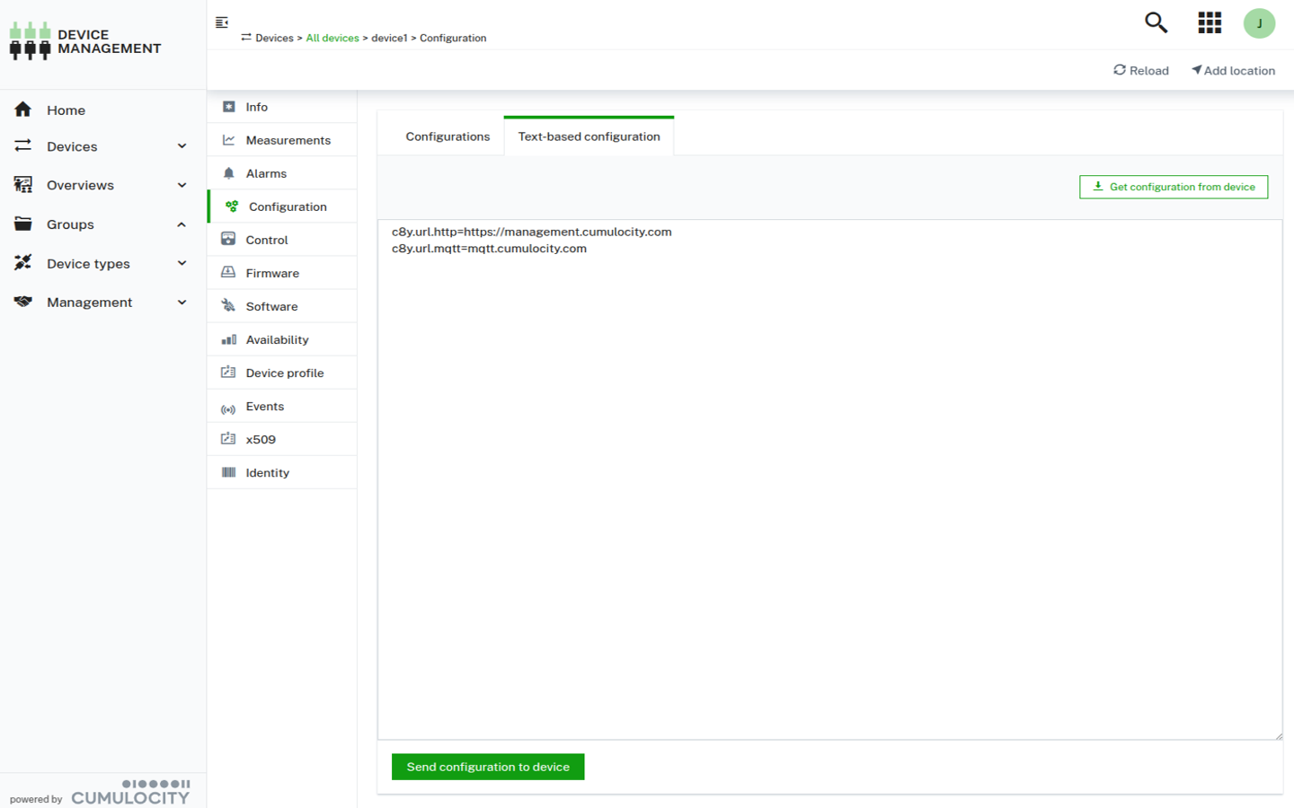 Send Text Configuration
