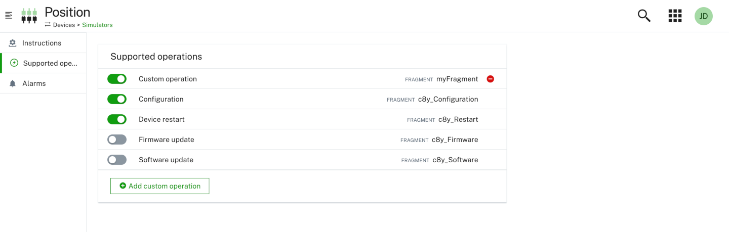 Supported operations