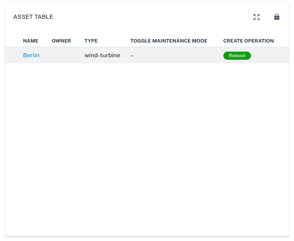 Asset table widget example