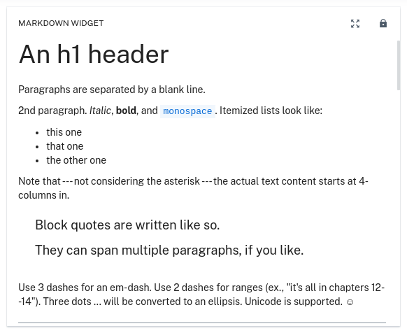 Markdown widget