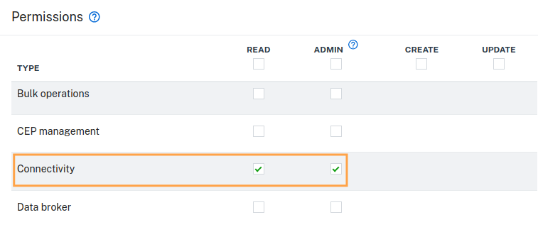 Connectivity permission settings