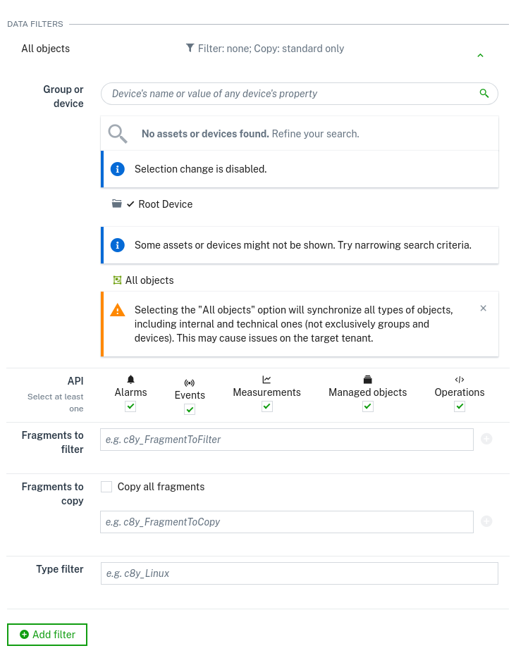 Data broker configure filter