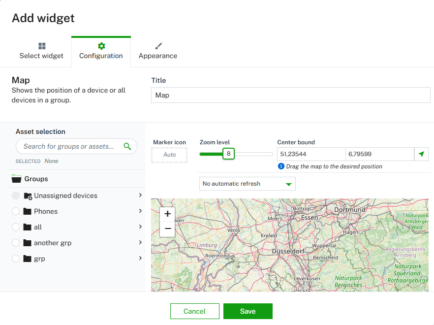 Widget configuration