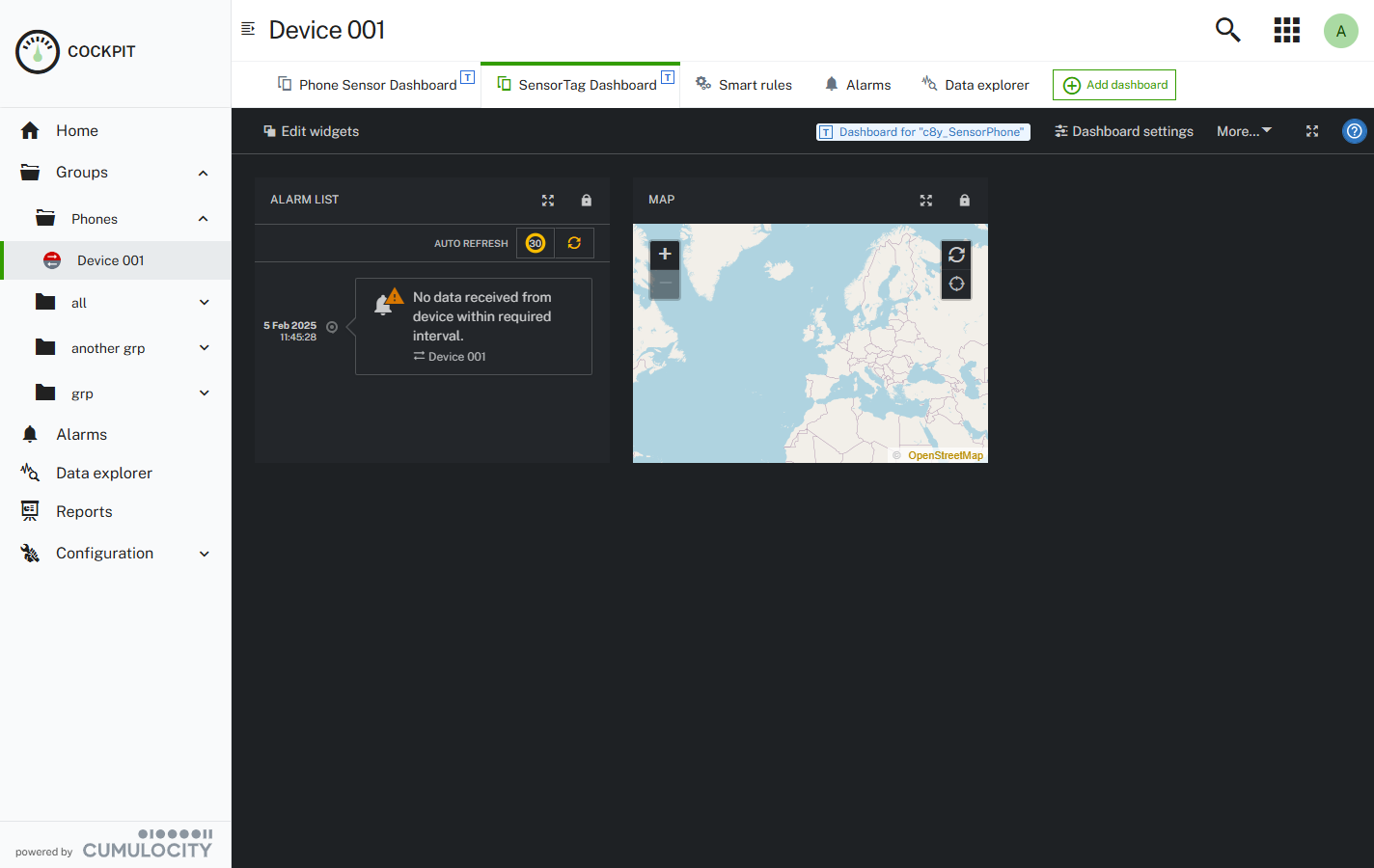 Dashboard editor result