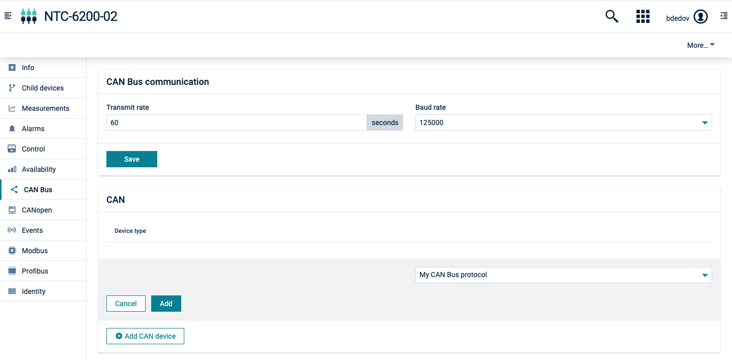 Add CAN device