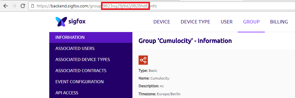 Sigfox group ID