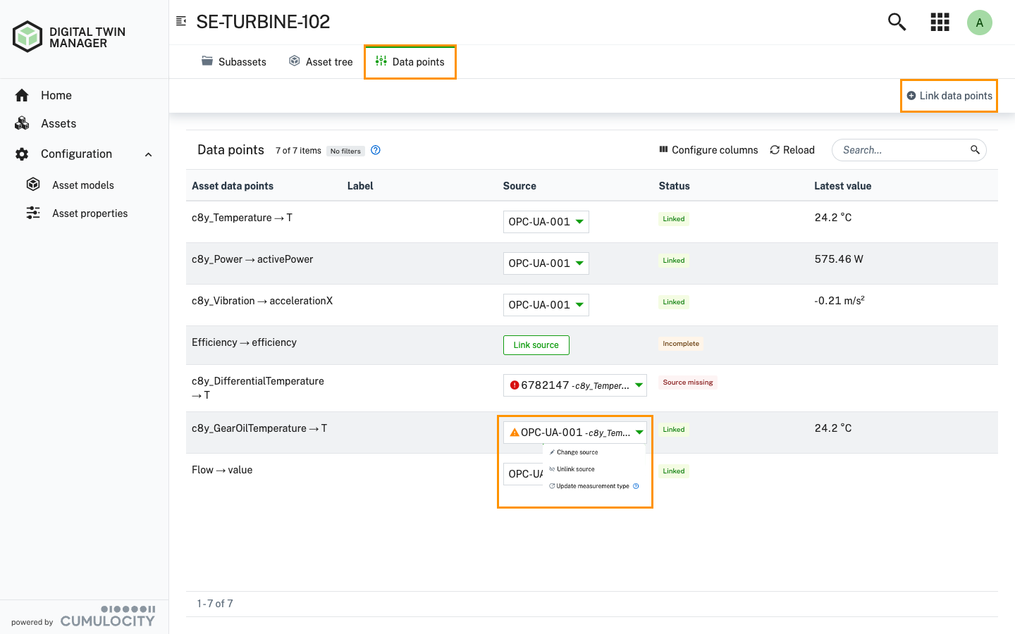 Asset Data point states