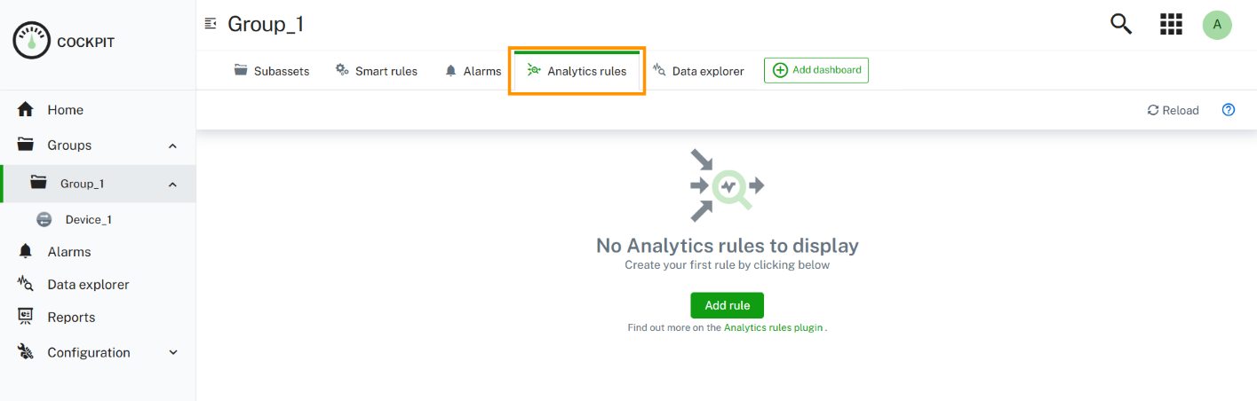 Analytics rules tab