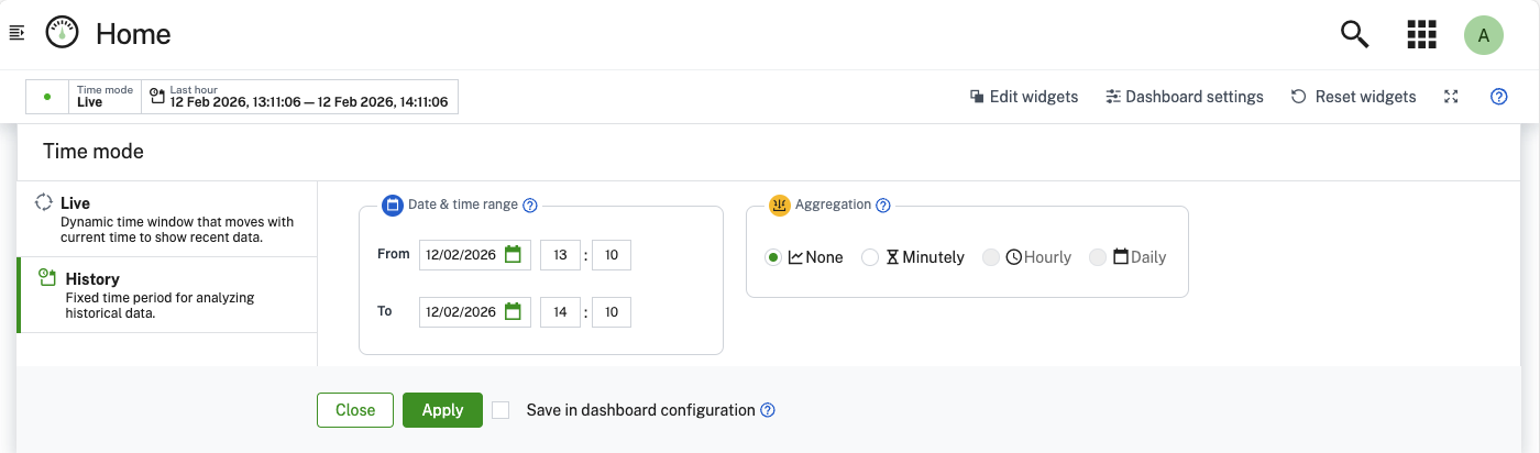 History mode indicator
