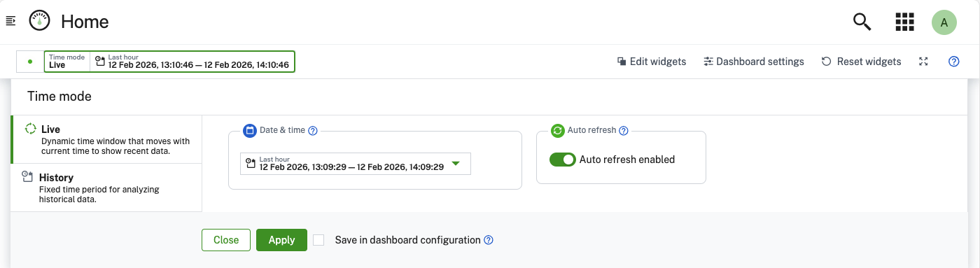 Global time context toolbar