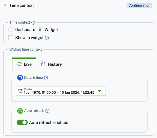 Time context configuration - Widget