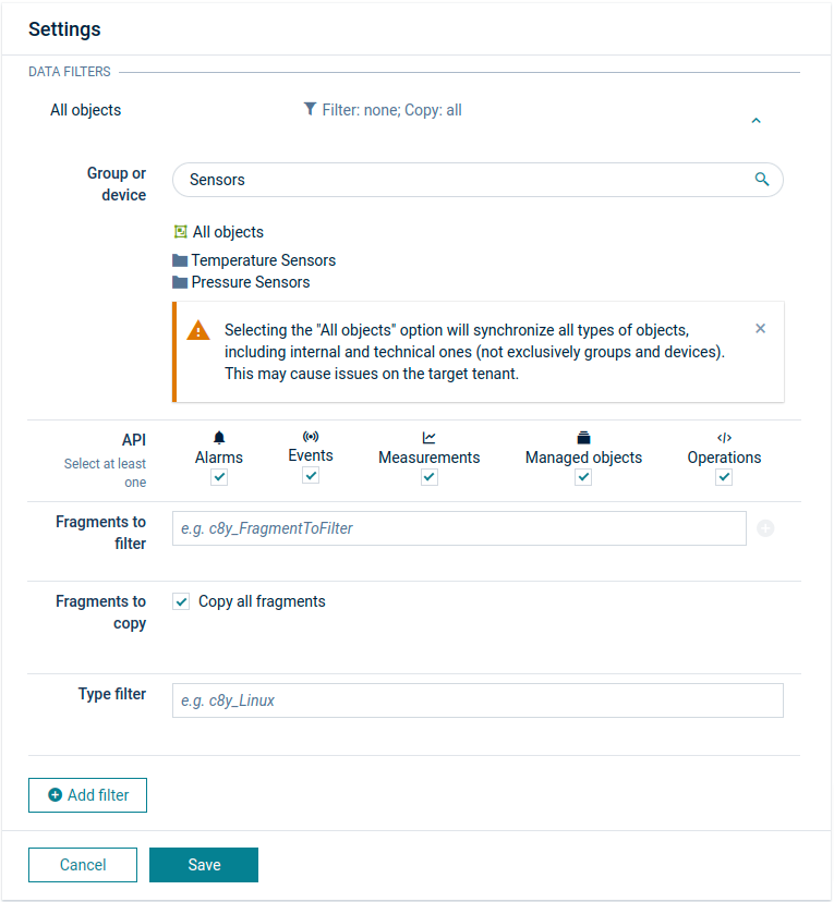 Data broker configure filter