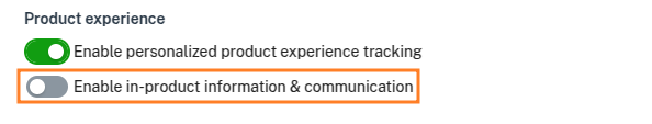 Product experience settings