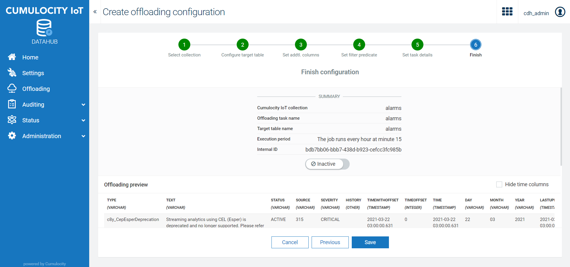 Validate an offloading configuration