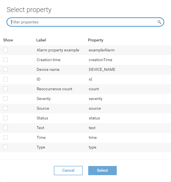 Select properties