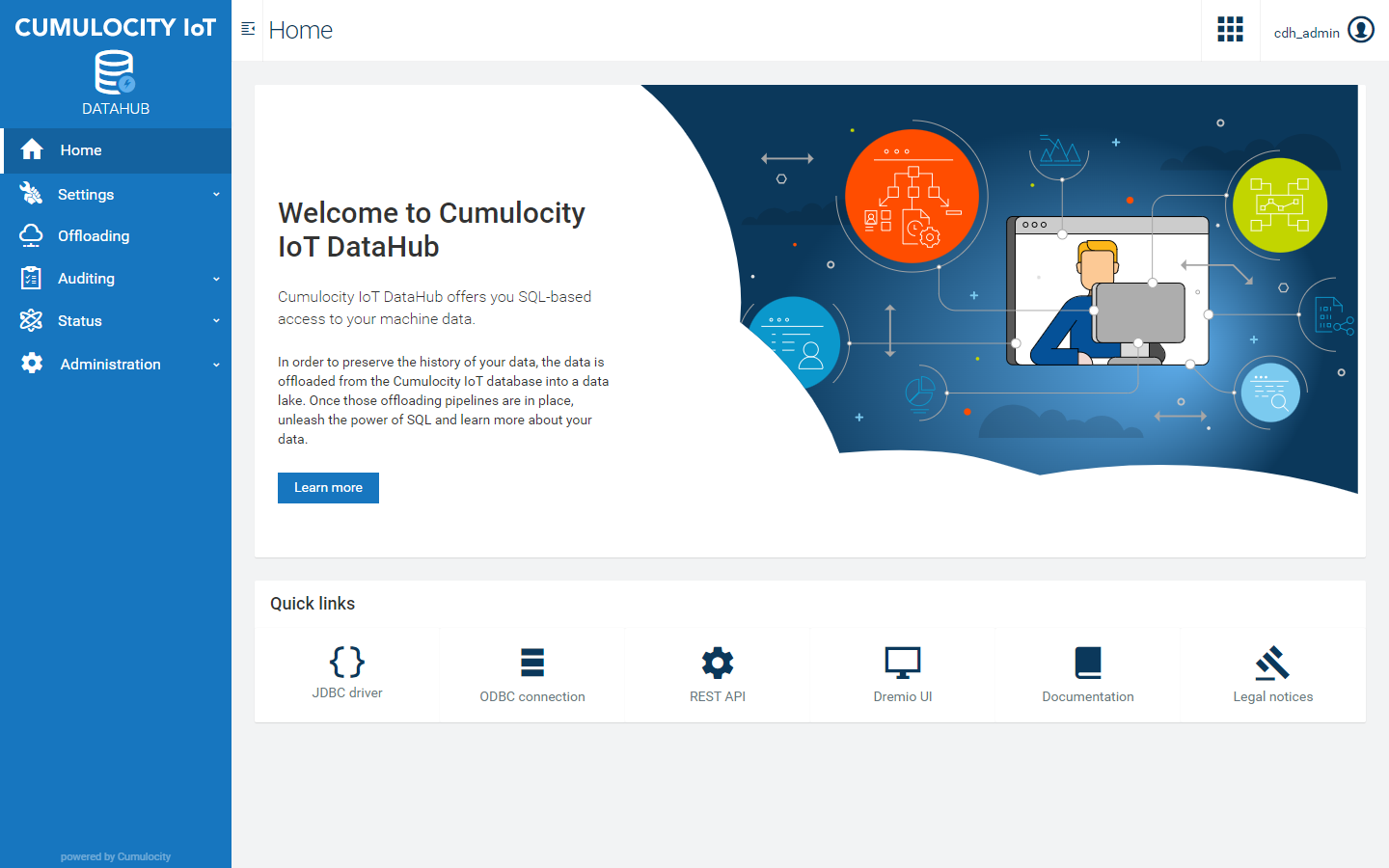 Cumulocity IoT DataHub homepage
