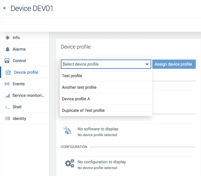 Assign device profile